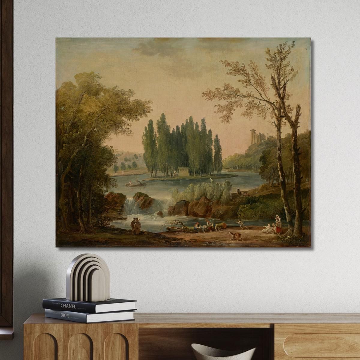 A View Of The Park At Ermenonville With The Tomb Of Jean-Jacques Rousseau Hubert Robert hrb15 canvas print 