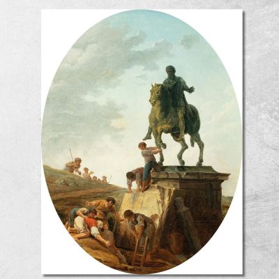 An Animated Landscape With The Statue Of Marcus Aurelius Hubert Robert hrb17 canvas print 