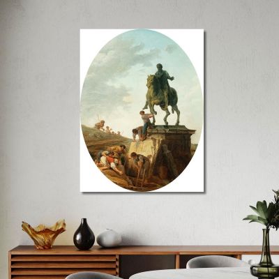 An Animated Landscape With The Statue Of Marcus Aurelius Hubert Robert hrb17 canvas print 