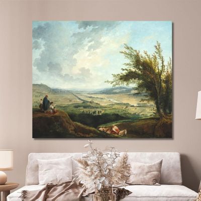 An Extensive Landscape Near Paris Hubert Robert hrb19 canvas print 