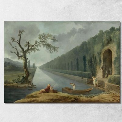 Garden Scene With A Canal Hubert Robert hrb39 canvas print 