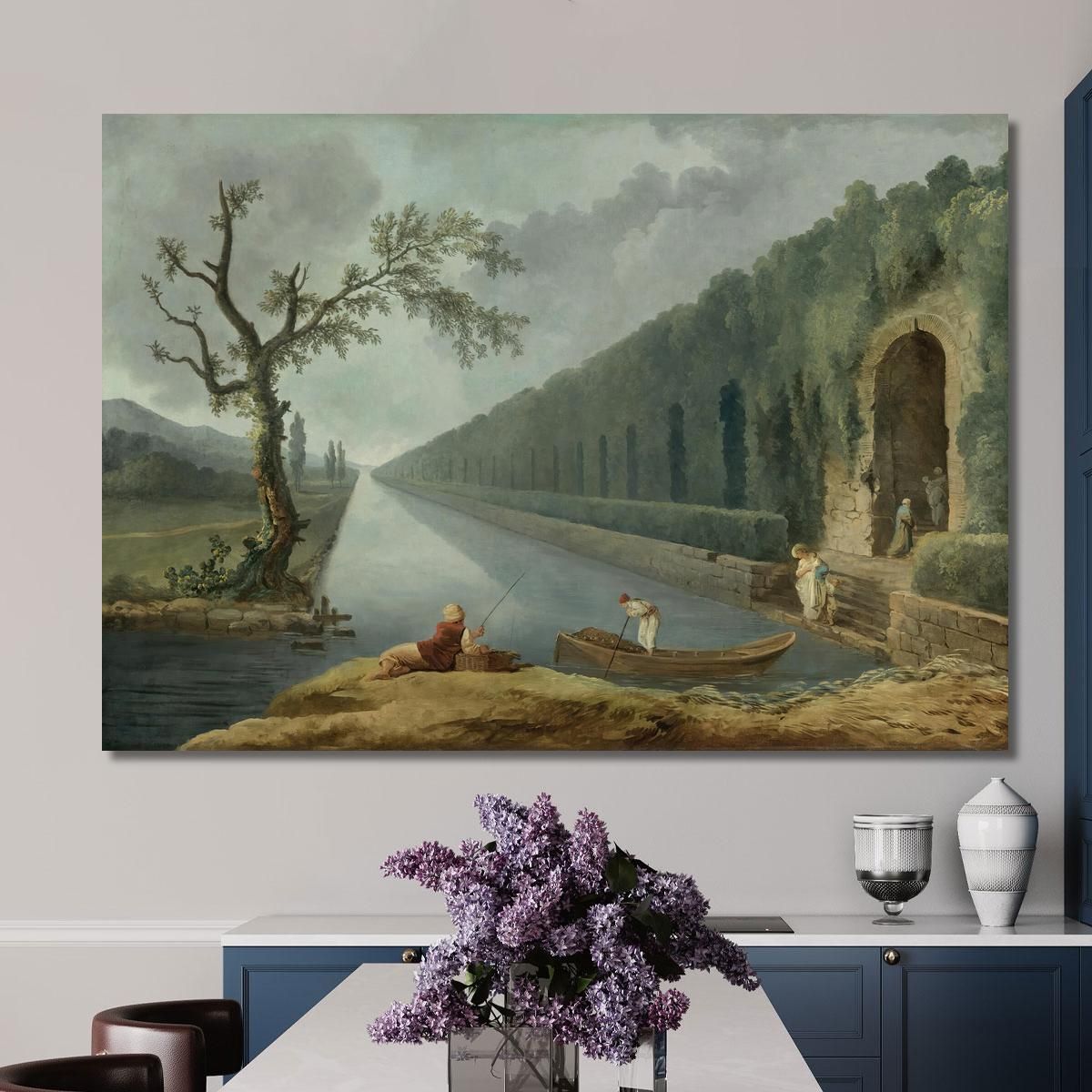 Garden Scene With A Canal Hubert Robert hrb39 canvas print 