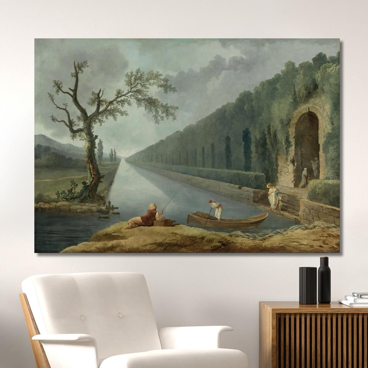Garden Scene With A Canal Hubert Robert hrb39 canvas print 
