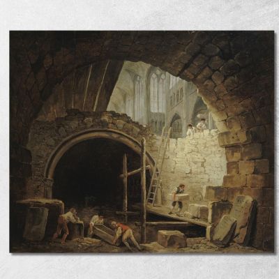 The Violation Of The Vaults Of The Kings In The Basilica Of Saint-Denis Hubert Robert hrb56 canvas print 