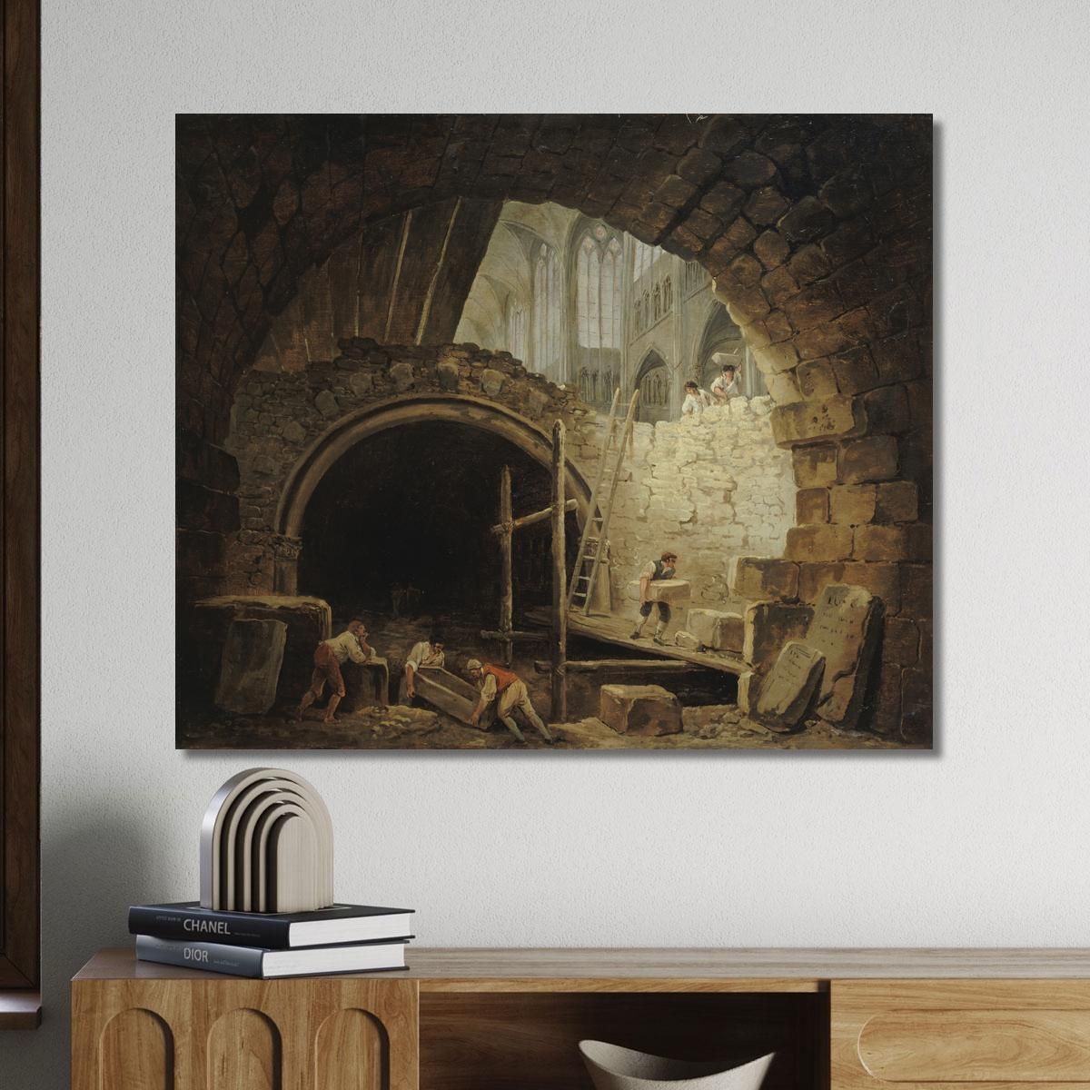 The Violation Of The Vaults Of The Kings In The Basilica Of Saint-Denis Hubert Robert hrb56 canvas print 