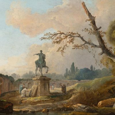 Landscape With Ruins And The Statue Of Marcus Aurelius Hubert Robert hrb57 canvas print