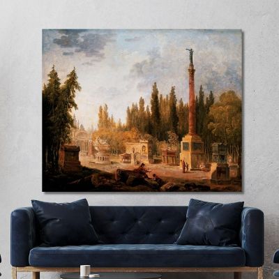 The Garden Of The Museum Of French Monuments Former Convent Of The Petits-Augustins Hubert Robert hrb65 canvas print 