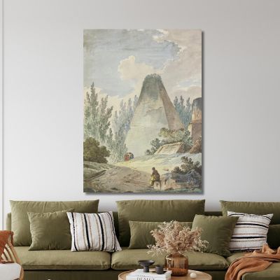 Pyramid With Broken Top In Ancient Ruins Landscape Hubert Robert hrb78 canvas print 