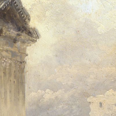 Roman Ruins The Forum With The Colosseum And The Obelisk Hubert Robert hrb84 canvas print