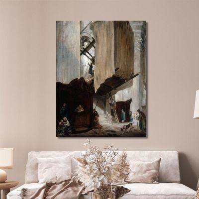 Sculptor Working On A Statue Of A Saint In St. Peter'S Rome Hubert Robert hrb88 canvas print 