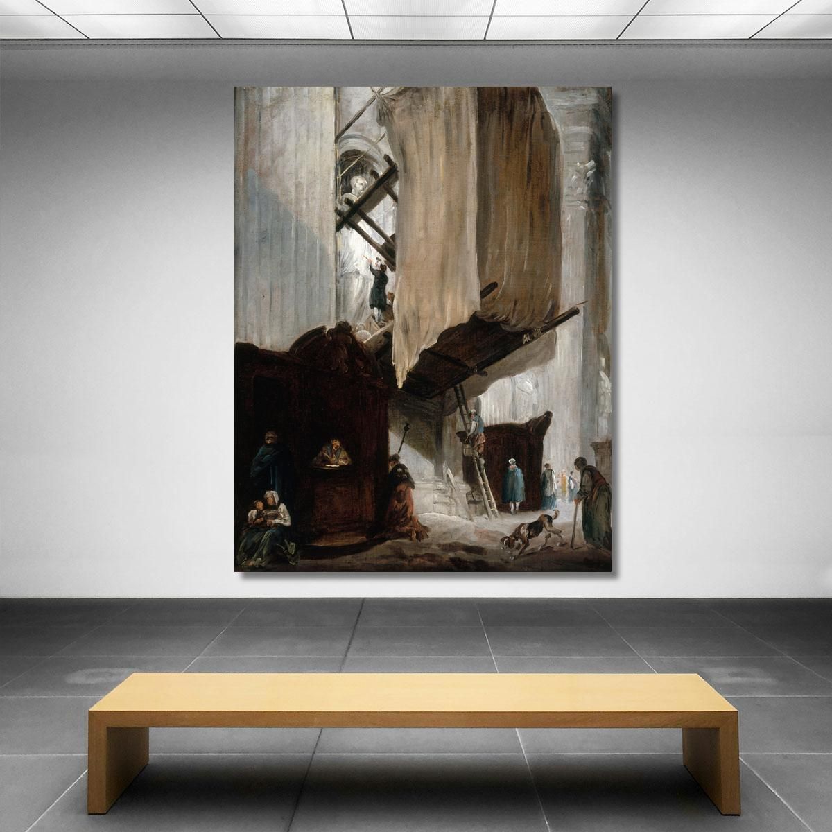 Sculptor Working On A Statue Of A Saint In St. Peter'S Rome Hubert Robert hrb88 canvas print 