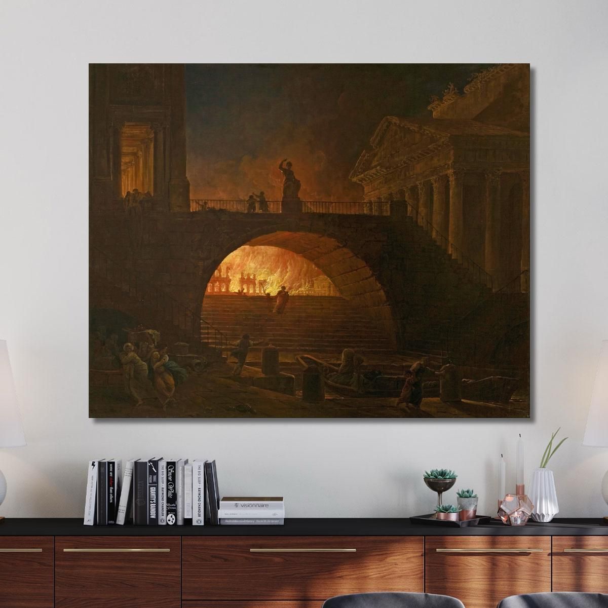 The Fire Of Rome Hubert Robert hrb99 canvas print 