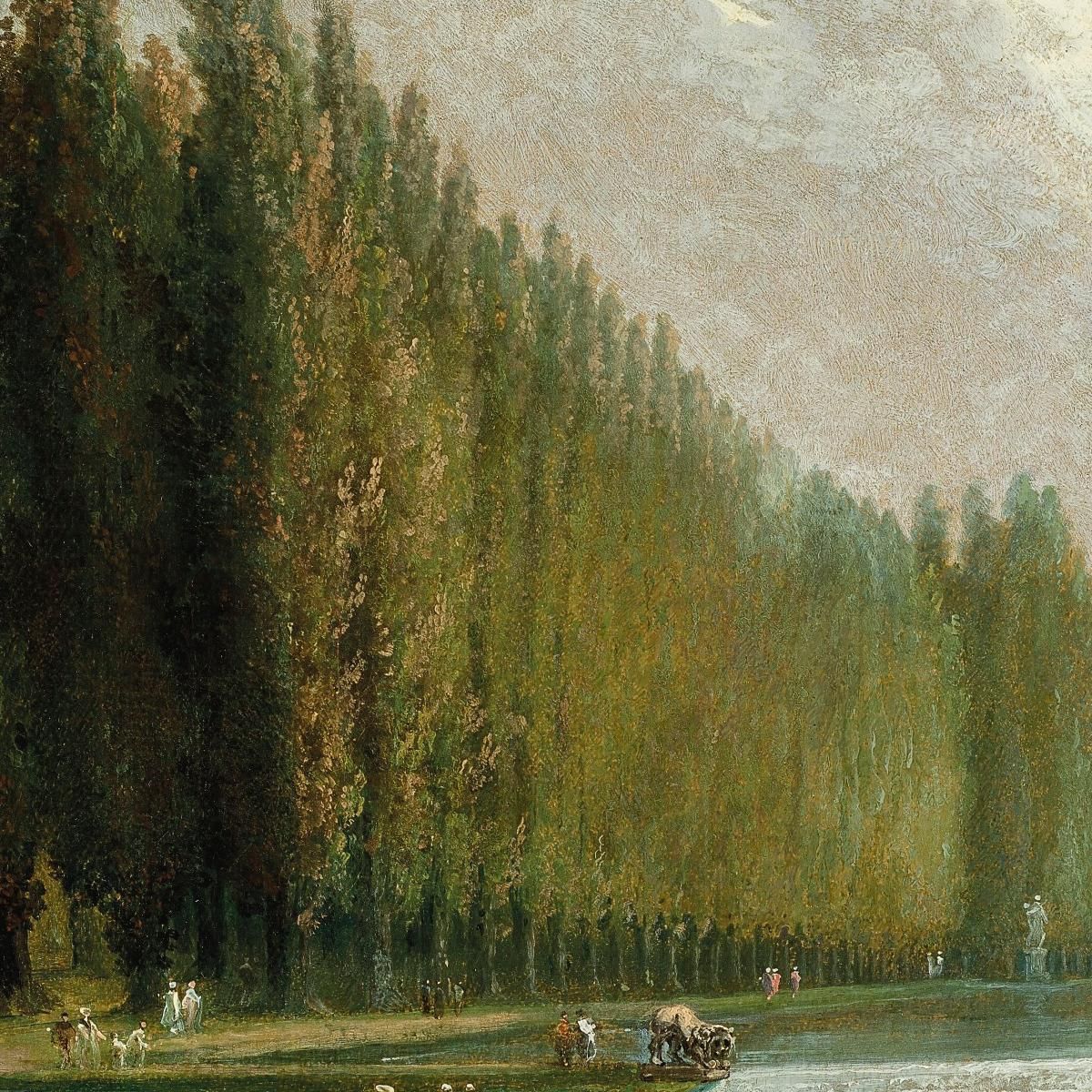 The Park Of A Country Villa With Figures Promenading Near A Cascade Of Water Hubert Robert hrb108 canvas print