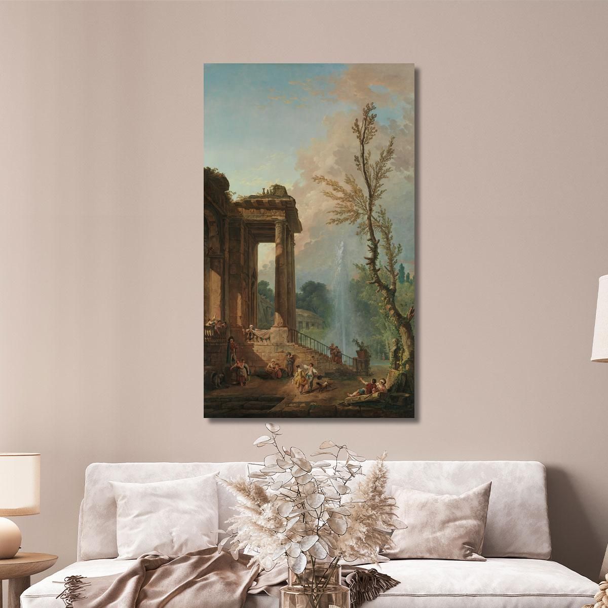 The Portico Of A Country Mansion Hubert Robert hrb110 canvas print 