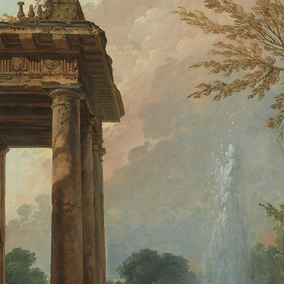 The Portico Of A Country Mansion Hubert Robert hrb110 canvas print