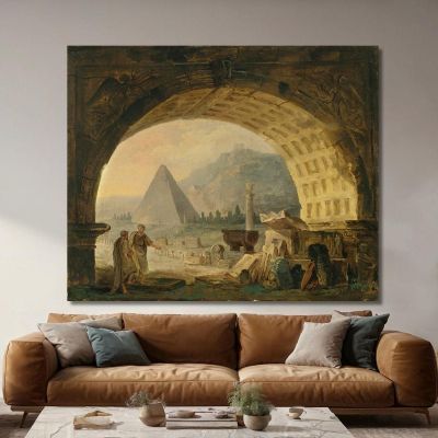 View Of Antiquities Under An Arch Hubert Robert hrb121 canvas print 