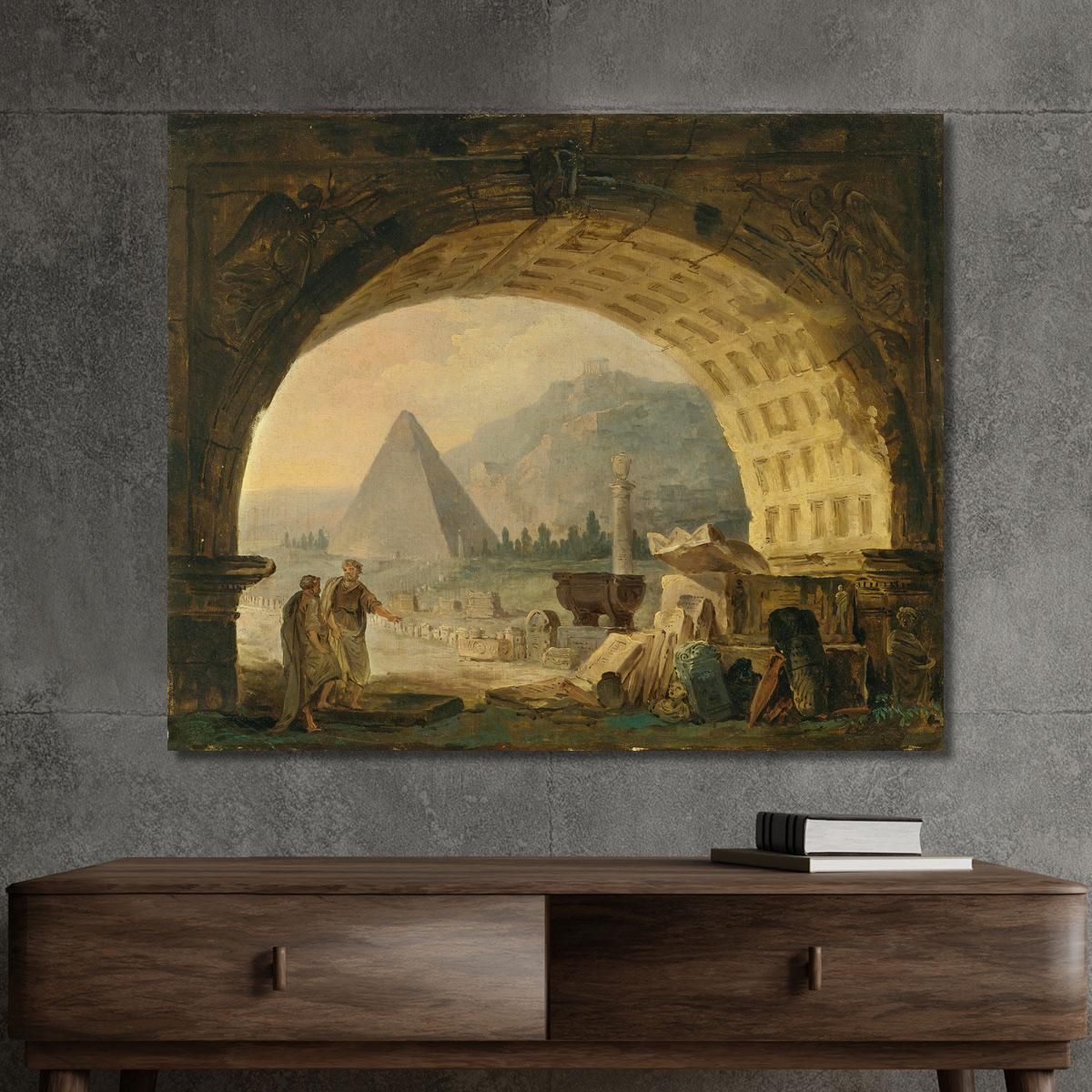 View Of Antiquities Under An Arch Hubert Robert hrb121 canvas print 