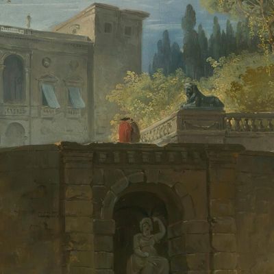 Villa Farnese With Gardens At Caprarola Hubert Robert hrb124 canvas print