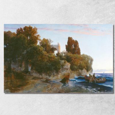 Castle By The Sea & Murder In The Castle Garden Arnold Böcklin abk6 canvas print 