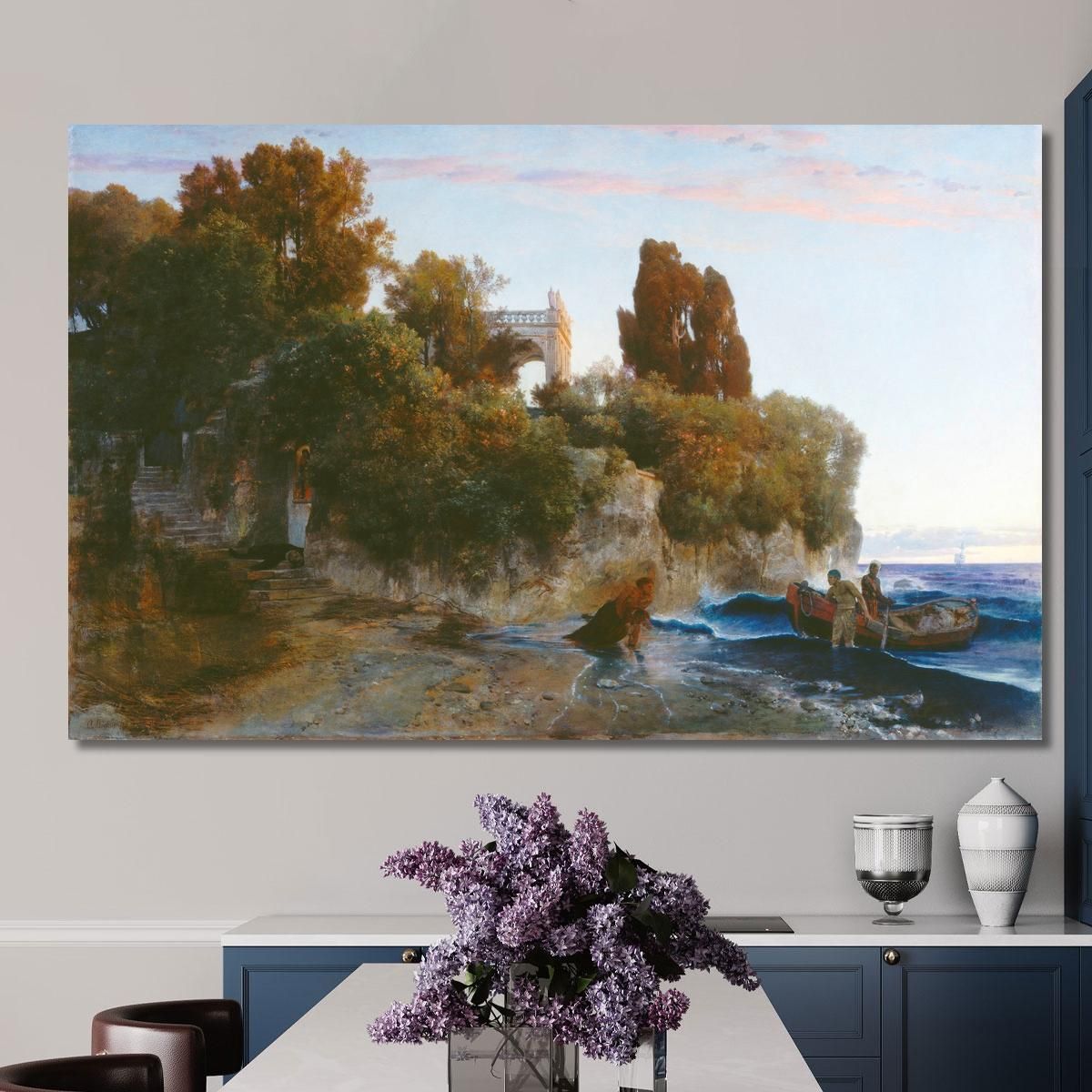 Castle By The Sea & Murder In The Castle Garden Arnold Böcklin abk6 canvas print 