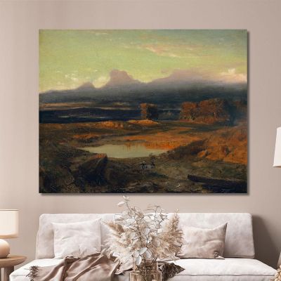 Landscape At Sunset Arnold Böcklin abk20 canvas print  Landscape At Sunset Arnold Böcklin abk20 canvas print