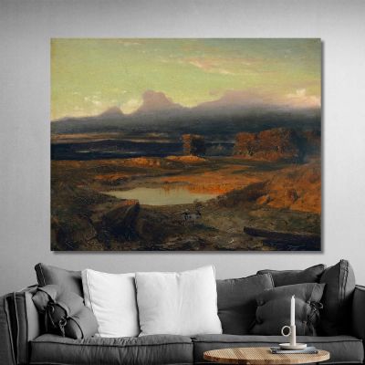 Landscape At Sunset Arnold Böcklin abk20 canvas print  Landscape At Sunset Arnold Böcklin abk20 canvas print