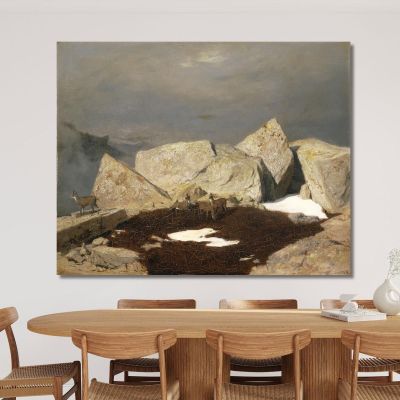 Mountain Landscape With Chamois Arnold Böcklin abk30 canvas print 