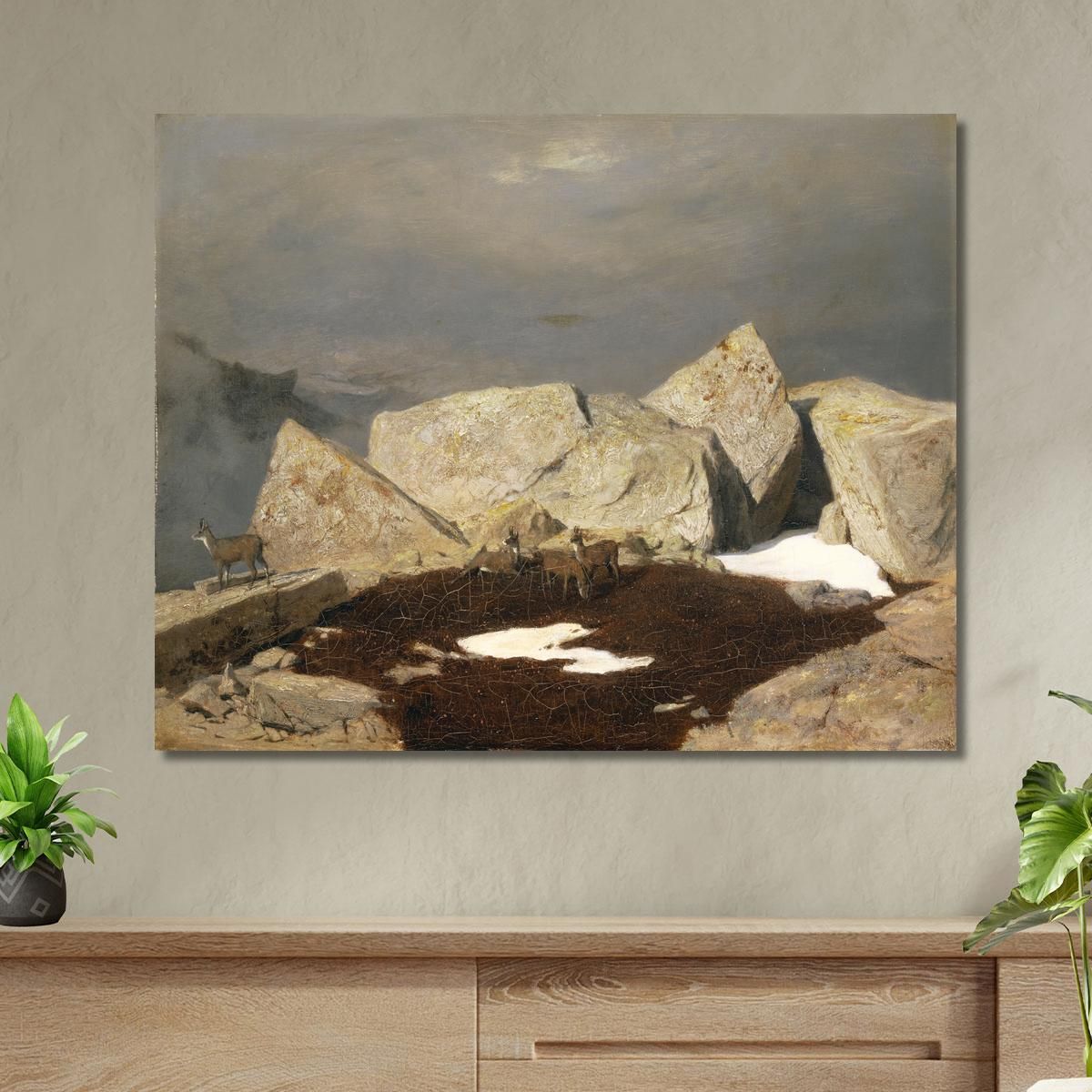 Mountain Landscape With Chamois Arnold Böcklin abk30 canvas print 