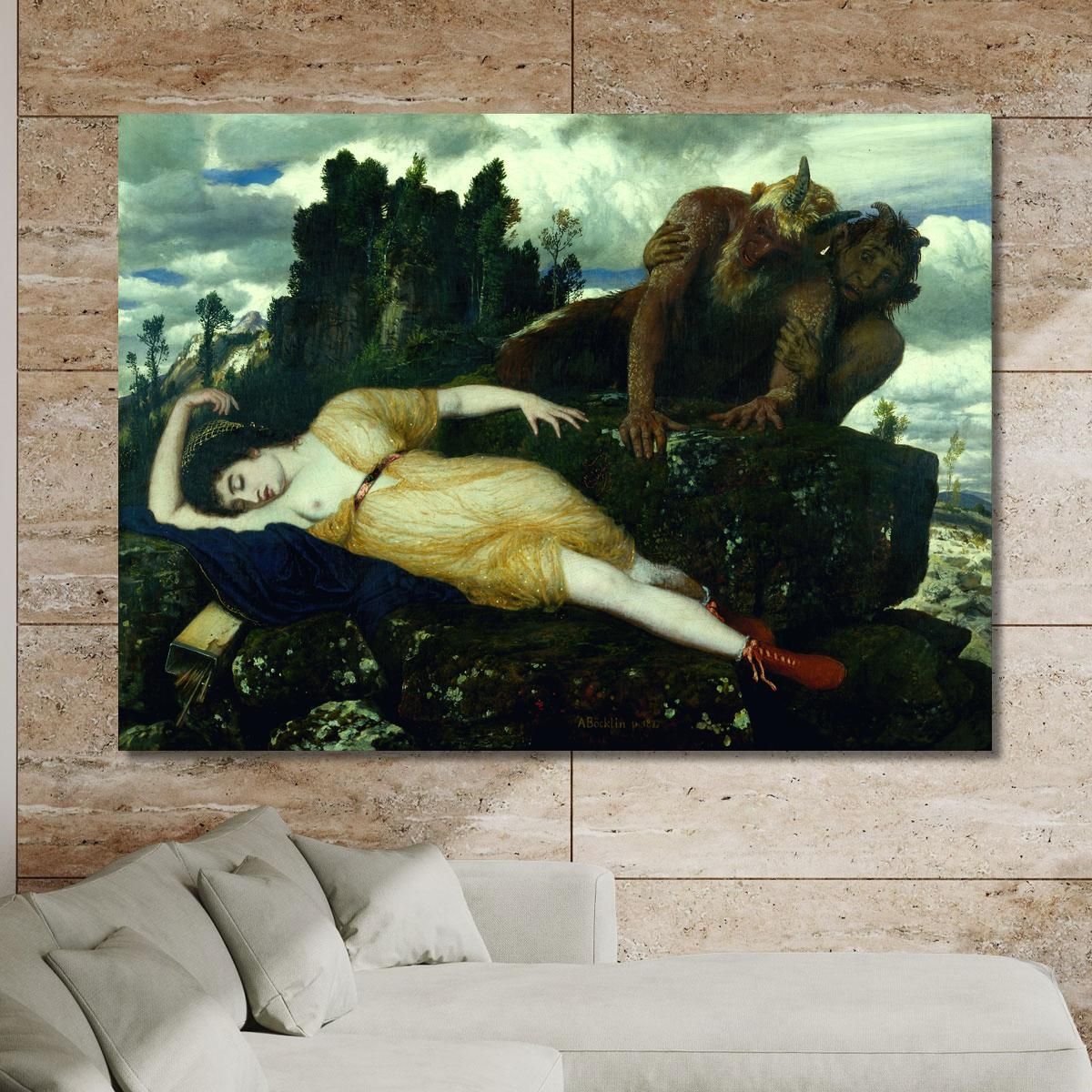 Sleeping Diana Watched By Two Fauns Arnold Böcklin abk60 canvas print 