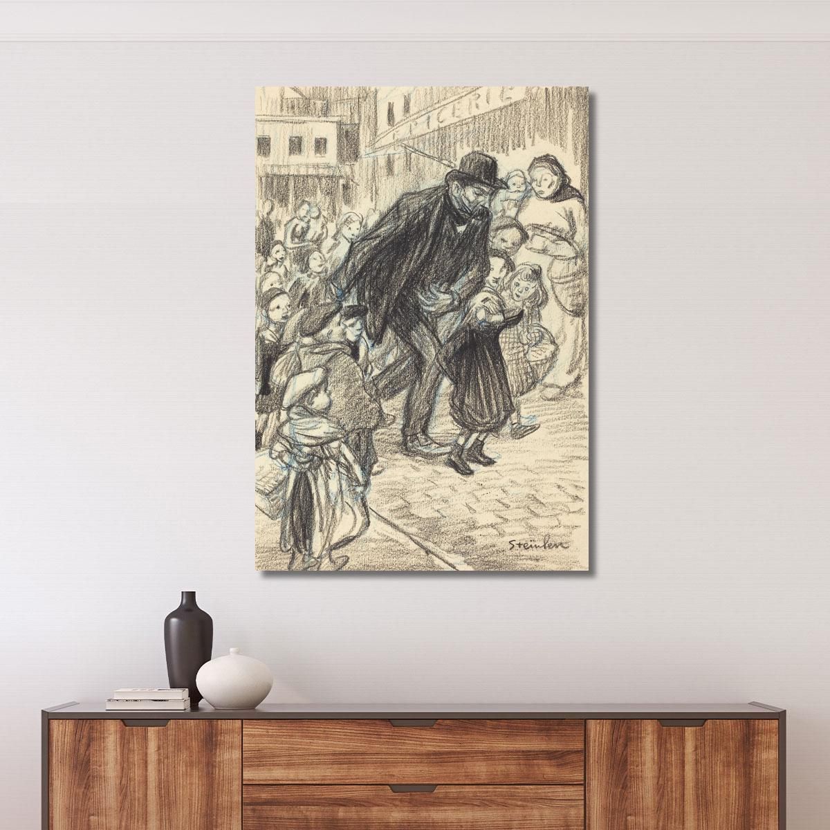 A Man On A City Street Surrounded By Children Un Père Théophile Alexandre Steinlen tas2 canvas print 