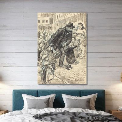 A Man On A City Street Surrounded By Children Un Père Théophile Alexandre Steinlen tas2 canvas print 