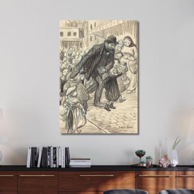 A Man On A City Street Surrounded By Children Un Père Théophile Alexandre Steinlen tas2 canvas print 