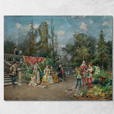 Venetian Court Minstrel Scene Cesare Auguste Detti cad27 canvas print 
