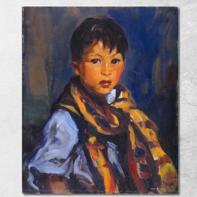 Boy With Plaid Scarf Robert Henri rhn6 canvas print 