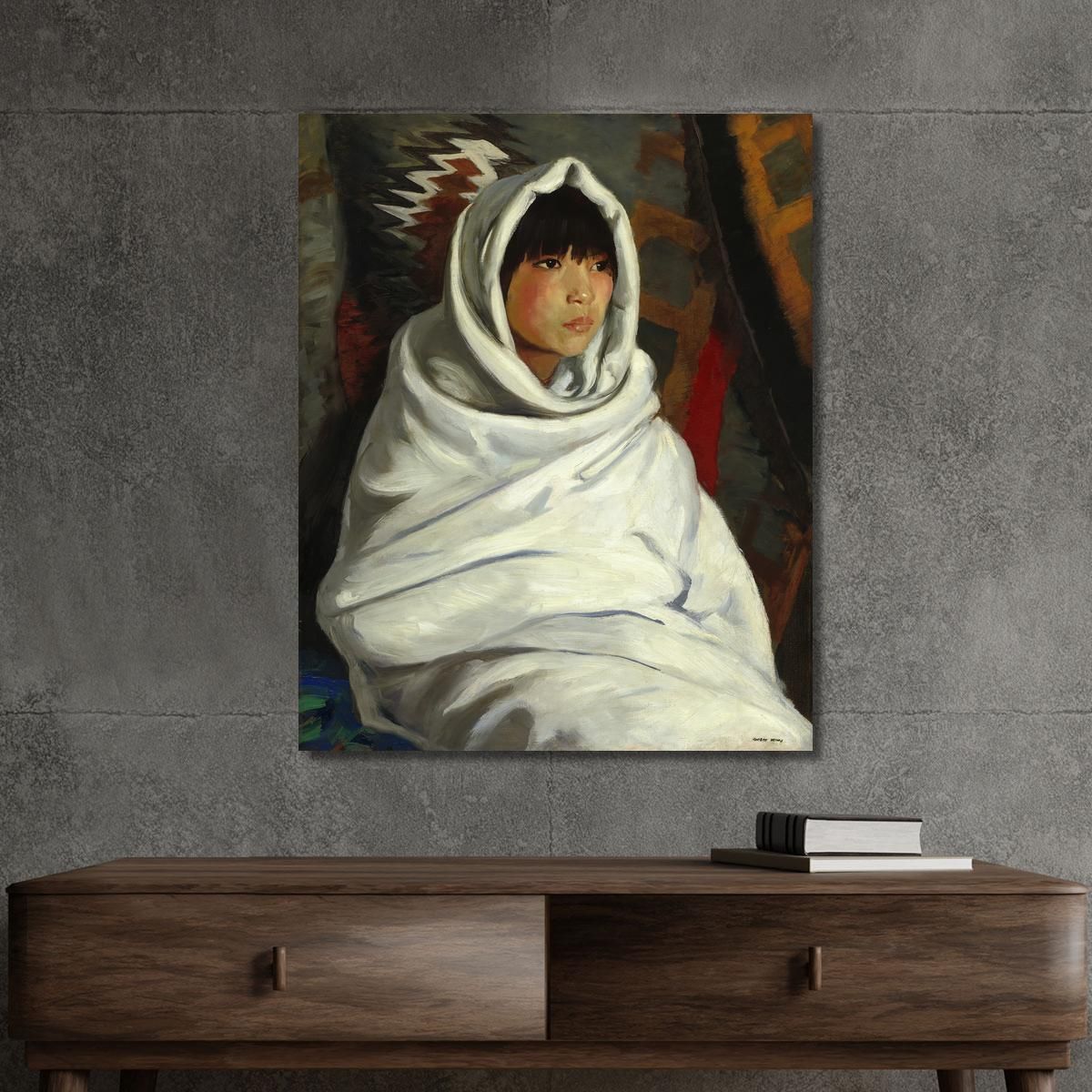 Indian Girl In White Blanket Robert Henri rhn29 canvas print 