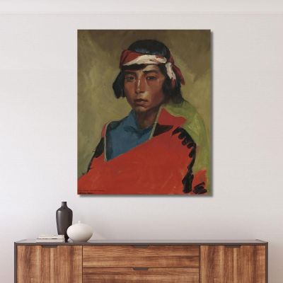 Young Buck Of The Tesuque Pueblo Robert Henri, rhn74 canvas print