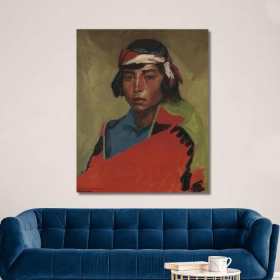 Young Buck Of The Tesuque Pueblo Robert Henri rhn74 canvas print  Young Buck Of The Tesuque Pueblo Robert Henri rhn74 canvas print