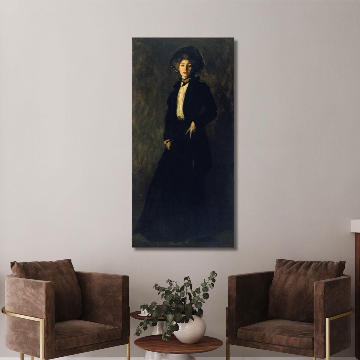 Young Woman In Black Robert Henri rhn76 canvas print 