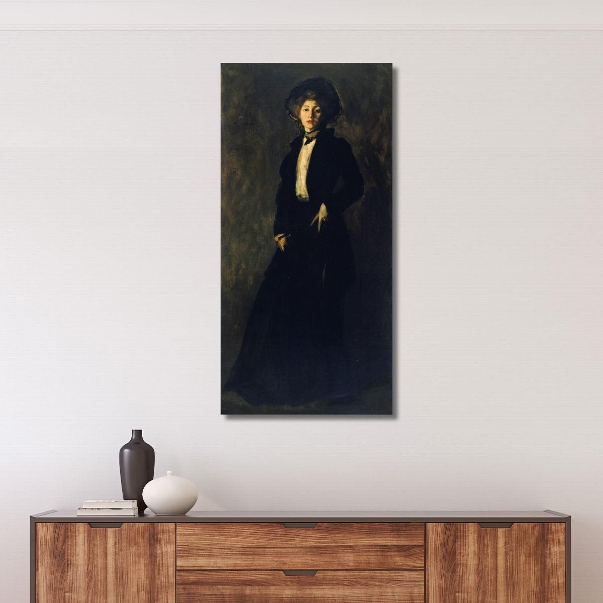 Young Woman In Black Robert Henri rhn76 canvas print 