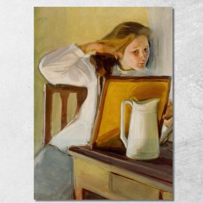 Girl Straightening Her Hair Magnus Enckell mek22 canvas print 
