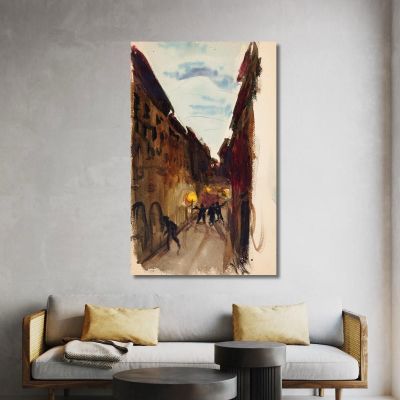 Street And People At Dusk Sketch Magnus Enckell mek29 canvas print 