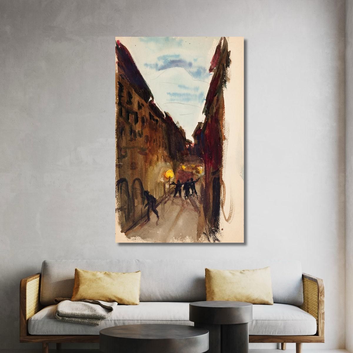 Street And People At Dusk Sketch Magnus Enckell mek29 canvas print 
