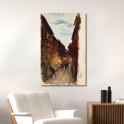 Street And People At Dusk Sketch Magnus Enckell mek29 canvas print 