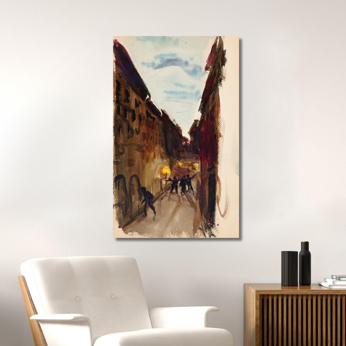 Street And People At Dusk Sketch Magnus Enckell mek29 canvas print 