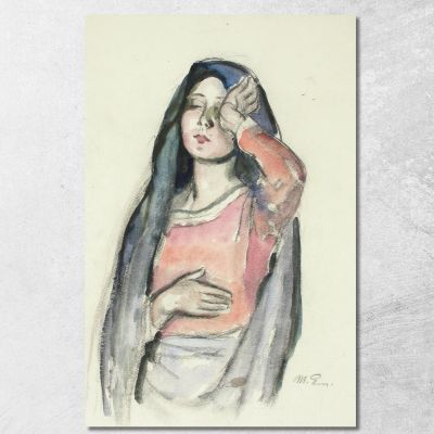 Mary Sketch For The Stained Glass Window Ave Maria In Pori Church Magnus Enckell mek40 canvas print 