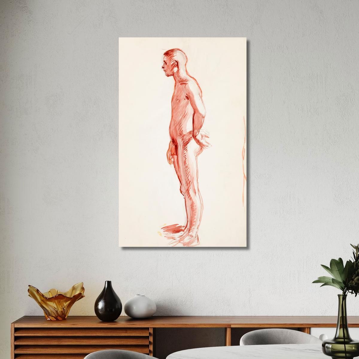Standing Naked Man Side Sketch Magnus Enckell mek67 canvas print 