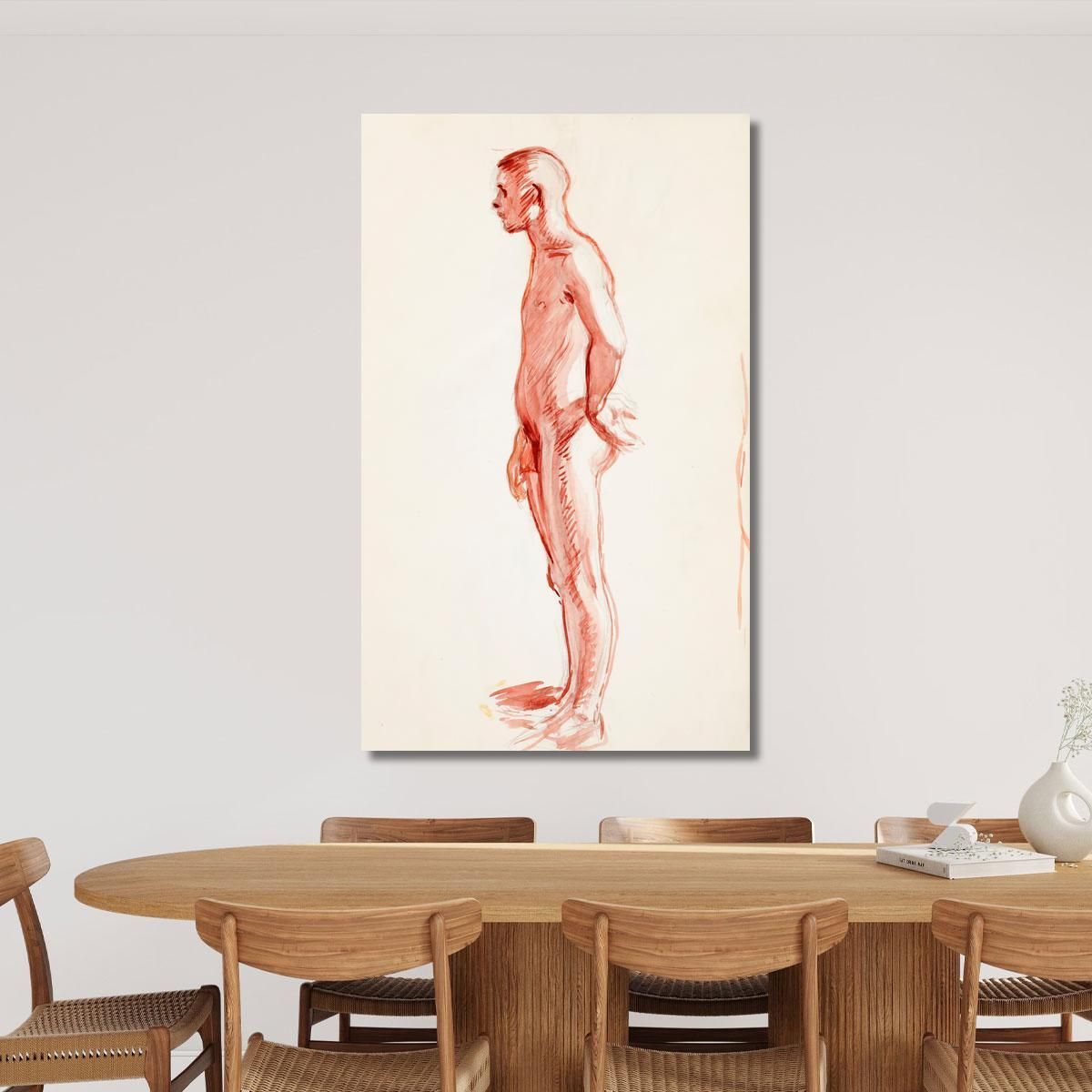 Standing Naked Man Side Sketch Magnus Enckell mek67 canvas print 