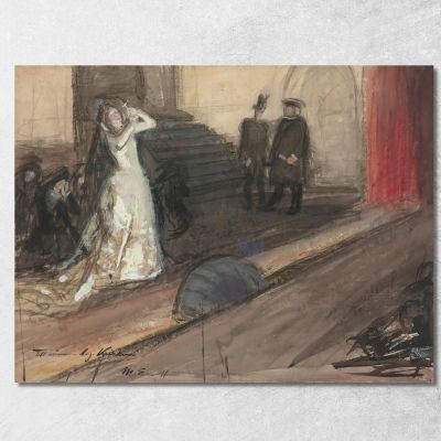 Theater Scene Ida Aalberg As Maria Stuart Magnus Enckell mek78 canvas print 