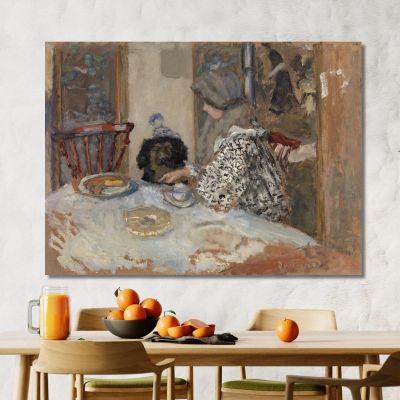 Woman And Dog At Table Pierre Bonnard pbn75 canvas print 