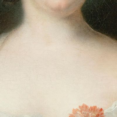 Portrait Of A Lady Holding A Carnation Said To Be La Duchesse De Châteauroux Jean-Marc Nattier jmn17 canvas print
